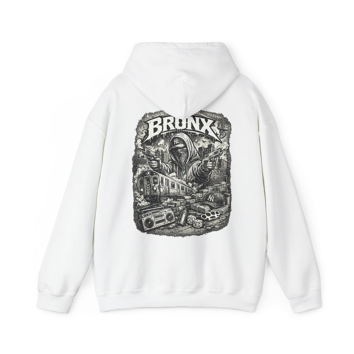 Bronx Street Art Hoodie Urban Graffiti Train & Boombox Pullover