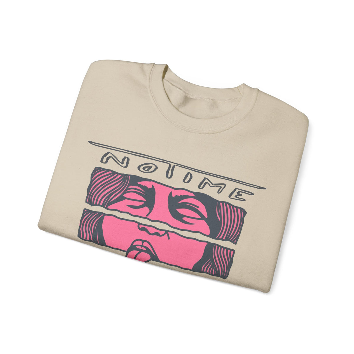 Crewneck Sweatshirt  'No Time For Love' Retro Kiss Graphic