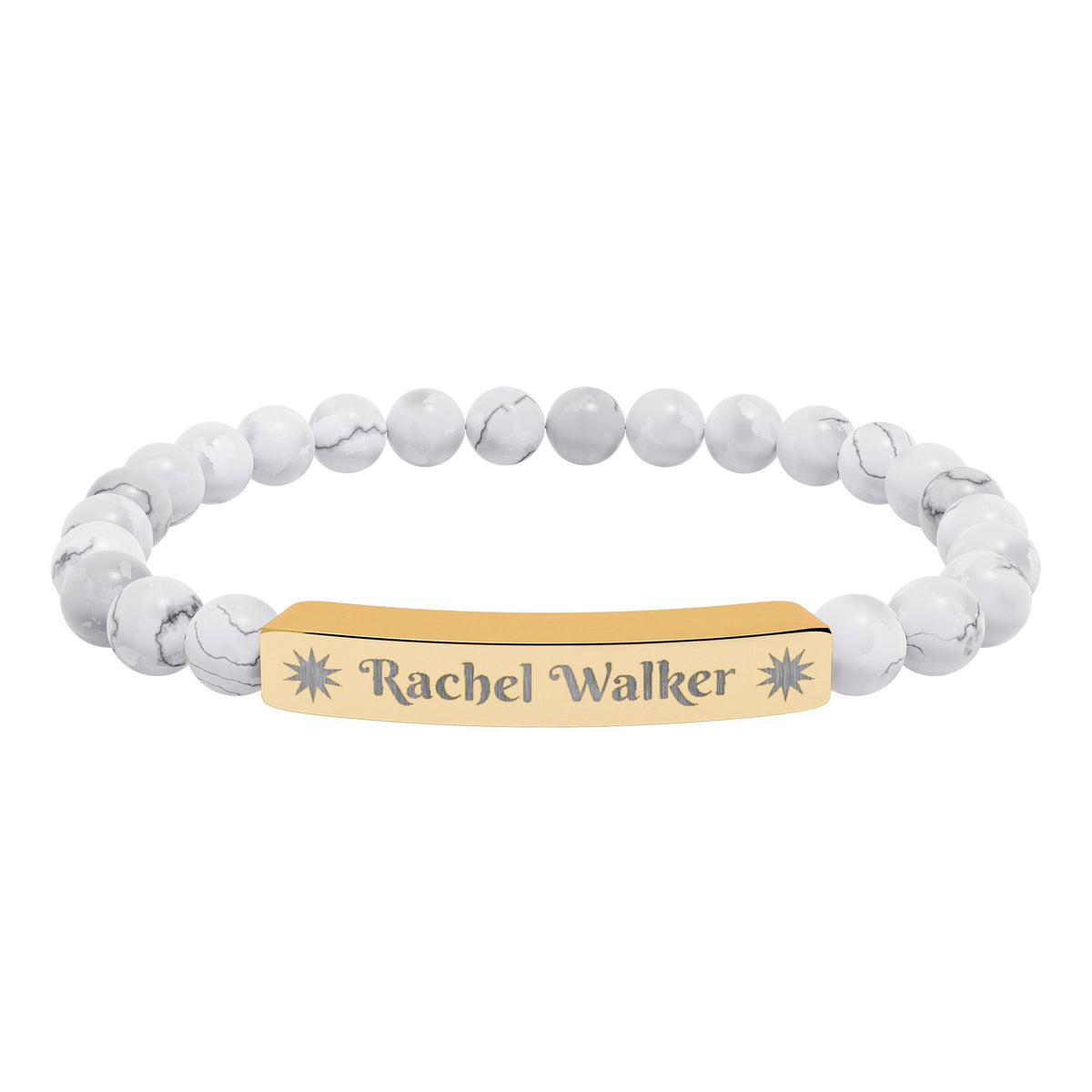 Personalized Natural Stone Bracelet – Custom Name & Sun
