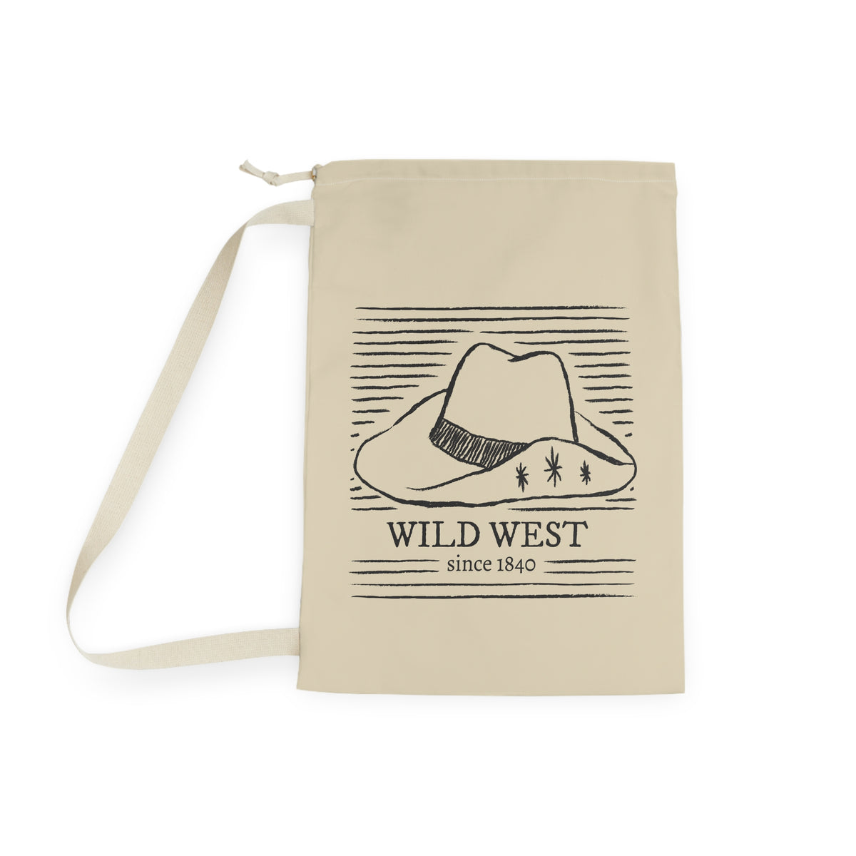 Wild West cowboy hat Laundry Bag | rustic western illustration, canvas drawstring