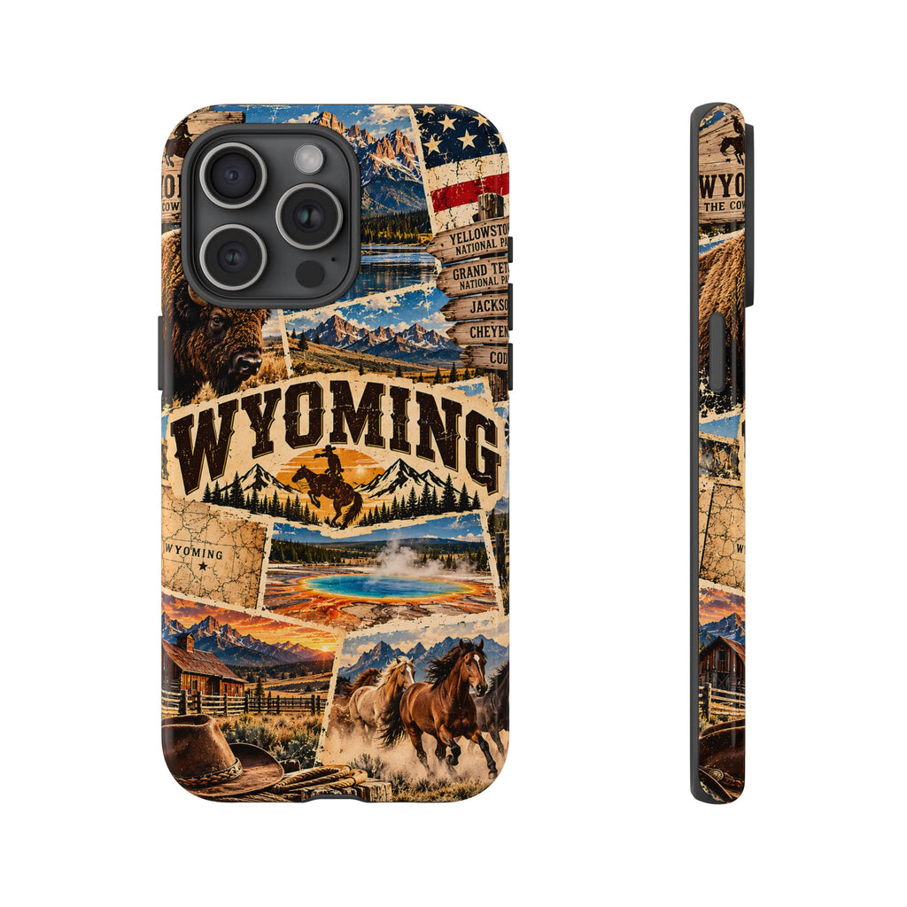 Wyoming Travel Collage Phone Case – Vintage Western Tough Case