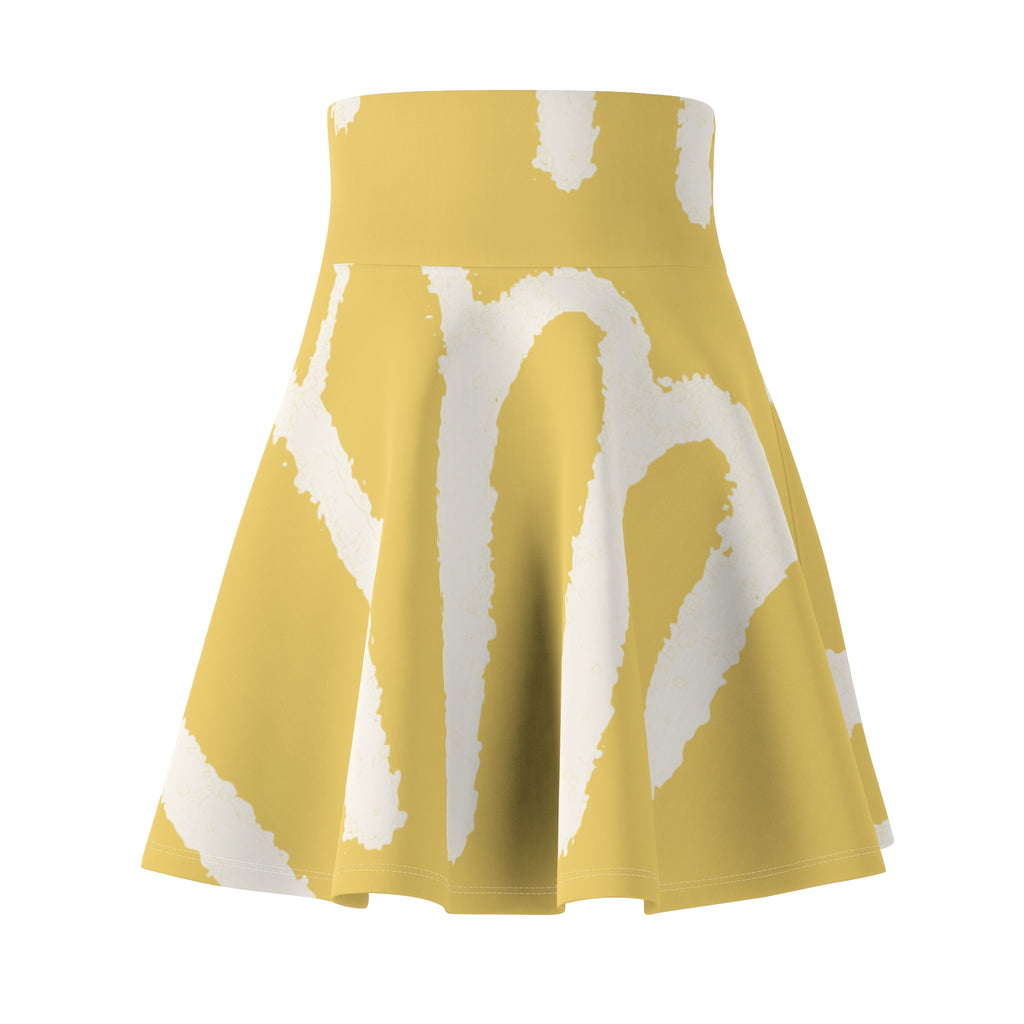 Yellow Abstract Skater Skirt – Modern Wavy Pattern