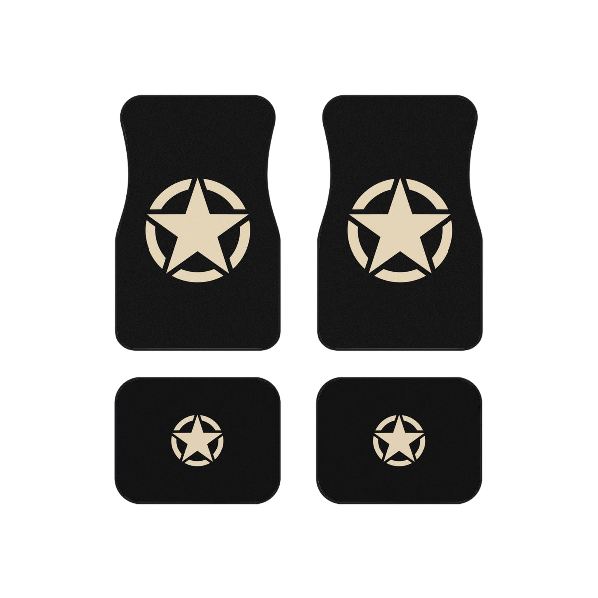Military Star Car Floor Mats – Black 4-Piece Set