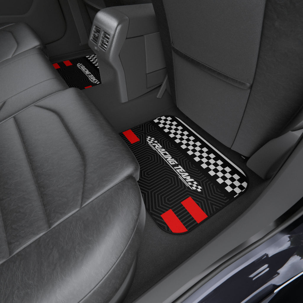 Black & Red Racing Car Floor Mats – 4-Piece Set