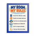 My Room My Rules Funny Teen Bedroom Wall Art – Framed Poster