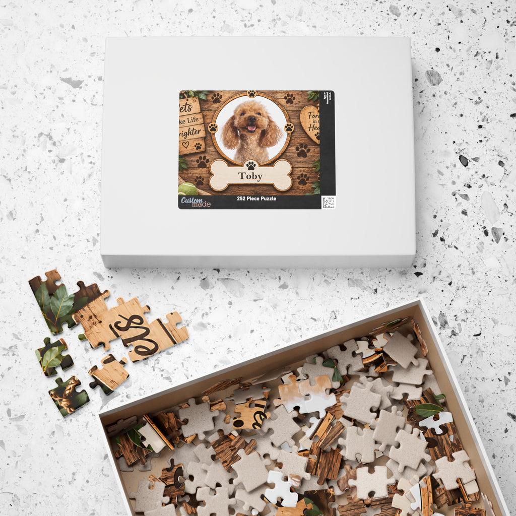 Personalized Pet Photo Puzzle – Custom Dog or Cat Picture & Name (110, 252, 520, 1014-piece)