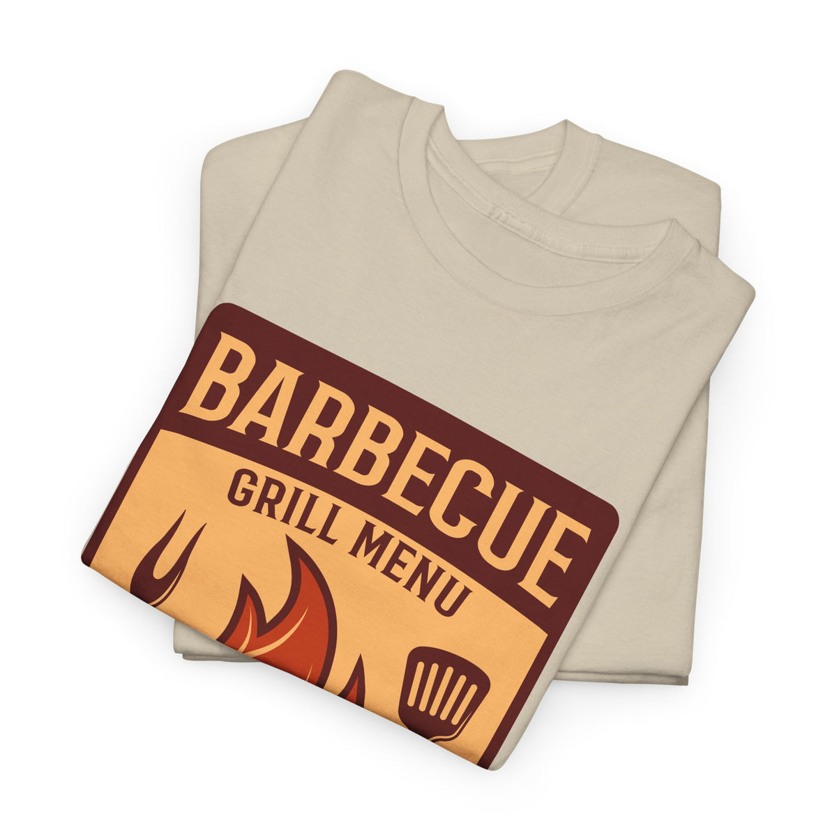 BBQ Grill Menu T-Shirt – Flames & Grilling Utensils Graphic Tee