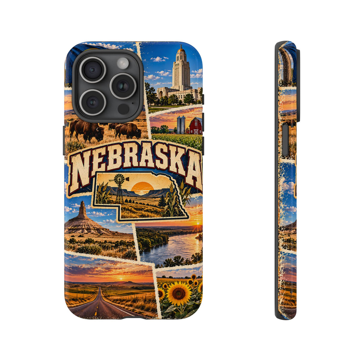 Nebraska Travel Collage Tough Phone Case – Vintage State Design