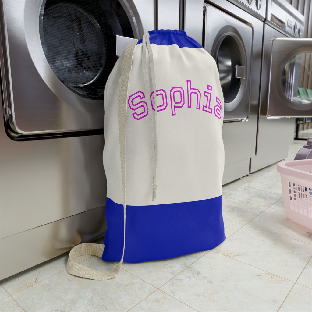 Pink Arched Name Laundry Bag | Personalized Canvas Laundry Bag