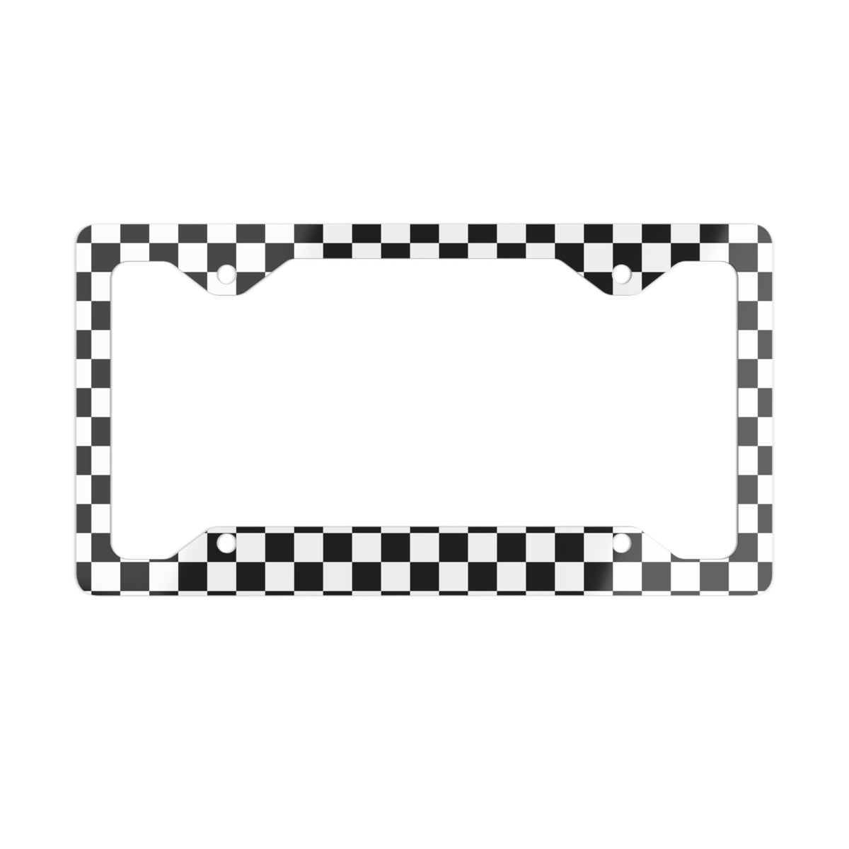 Black White Checkered License Plate Frame Metal Racing Style Car Frame