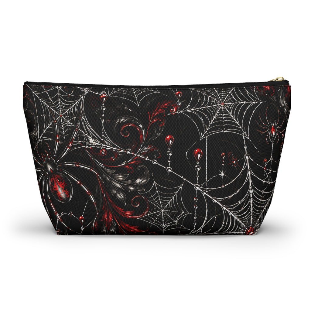 Gothic Spiderweb Pouch – Black & Red Spider Print
