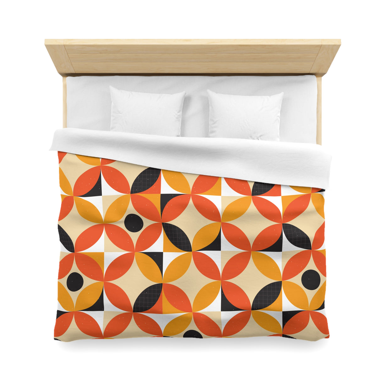 Retro Geometric Circle Pattern Duvet | Orange Mustard Mid Century Modern