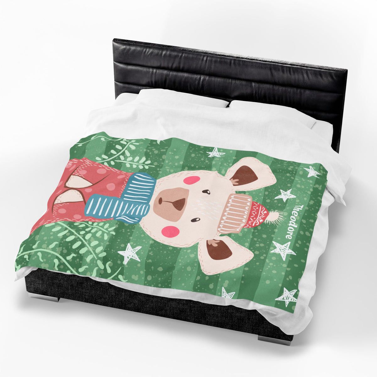 Personalized Baby Blanket with Name  Custom Nursery Plush Throw  Cute Winter Animal Kids Blanket  Baby Shower Gift