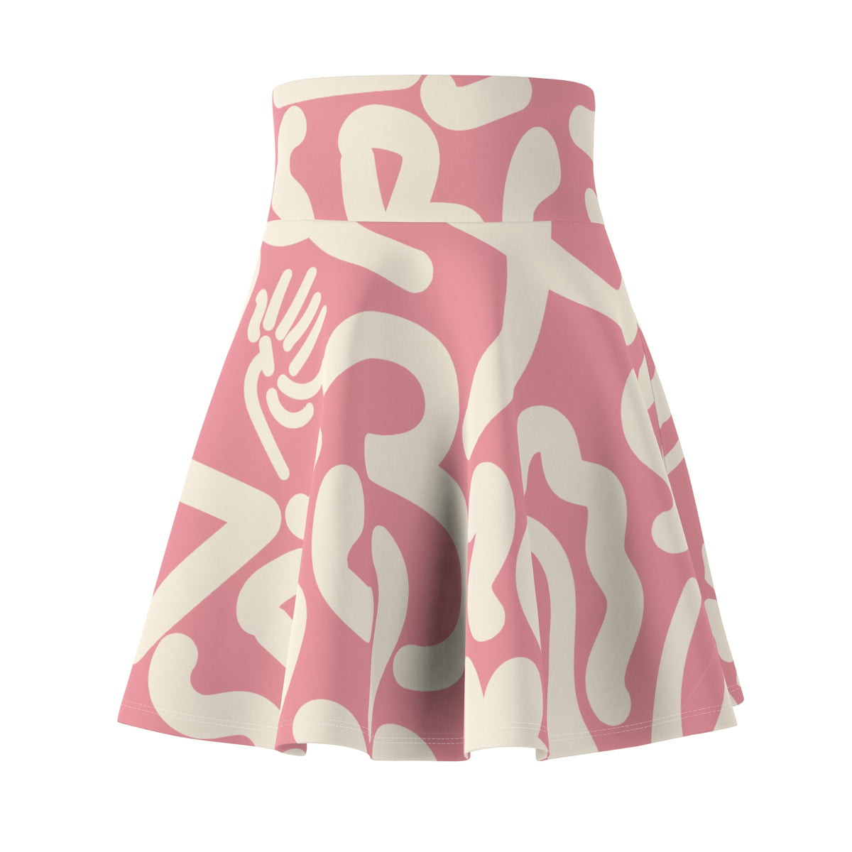 Pink Abstract Skater Skirt – Retro Swirl Pattern