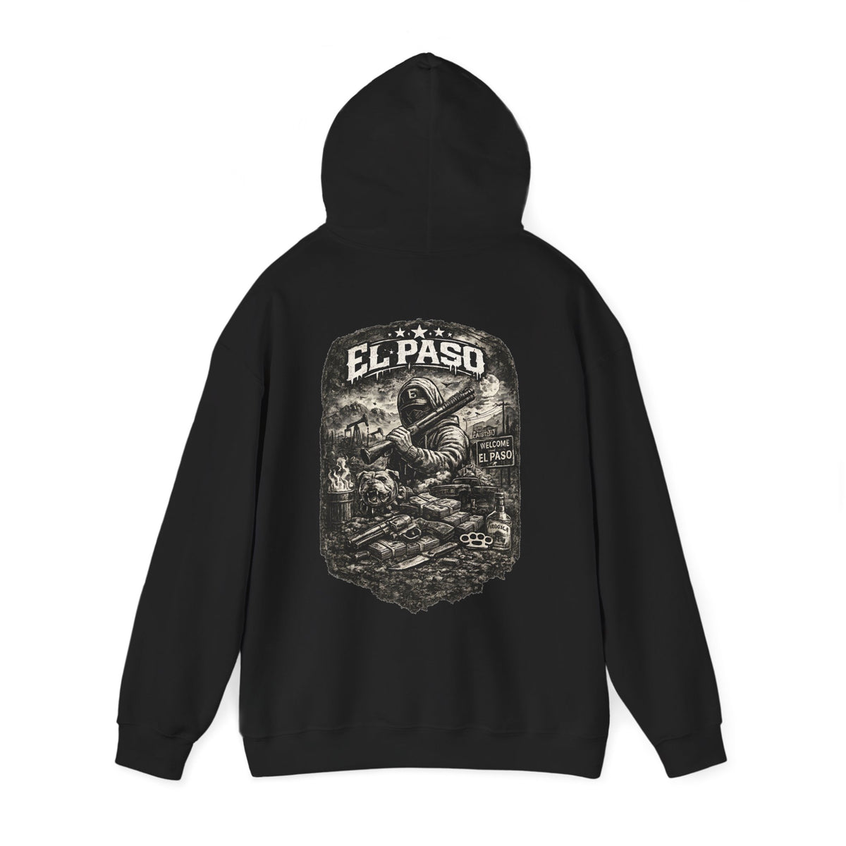 El Paso Hoodie Texas Border Streetwear, Dark Western Graphic Hoodie, Urban Unisex Sweatshirt