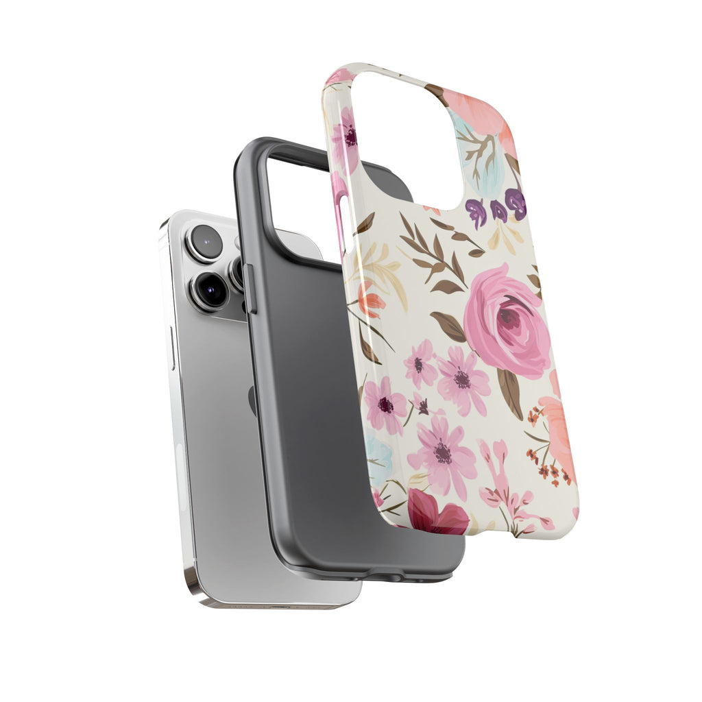 Pink Rose Floral Tough Phone Case – Romantic Flower Design
