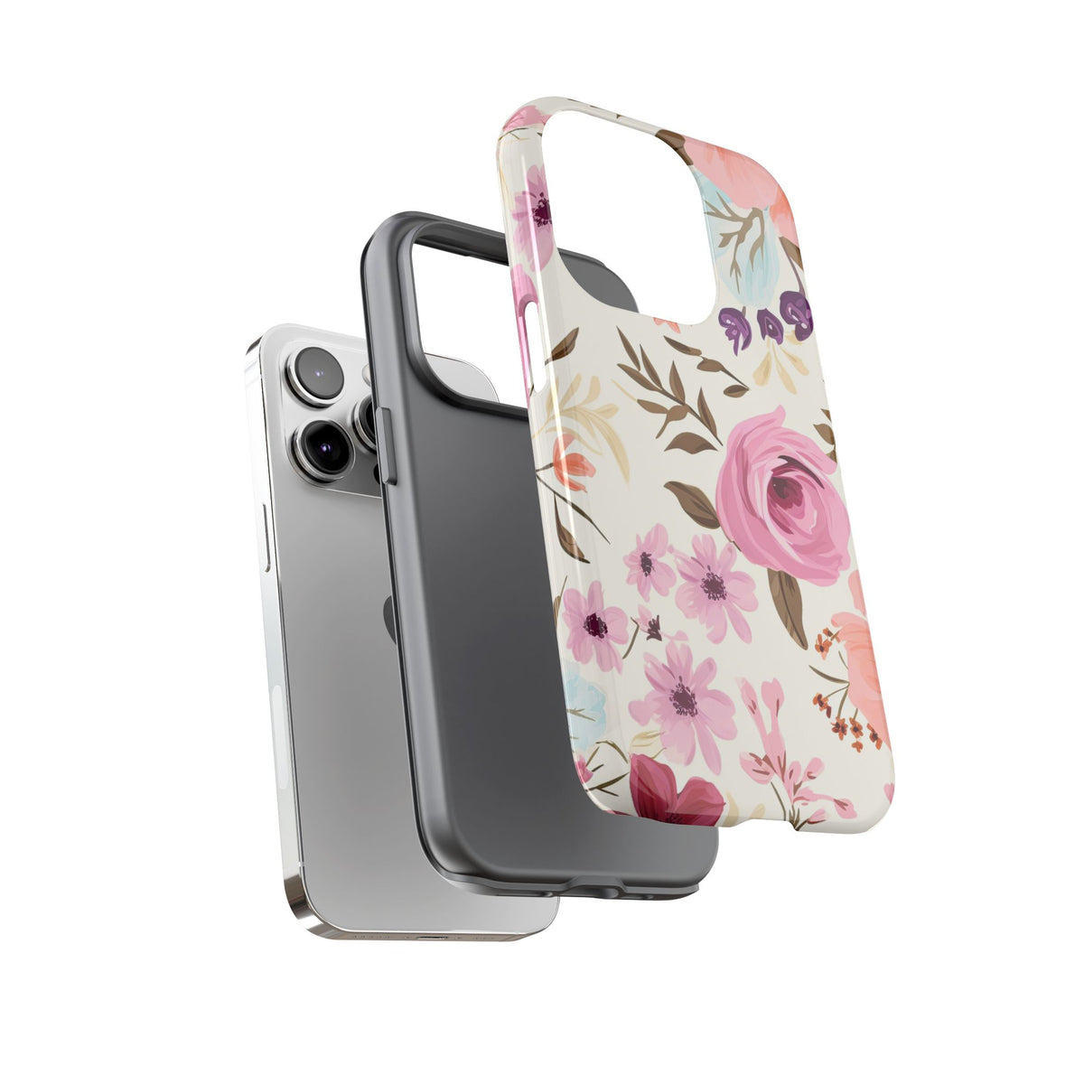 Pink Rose Floral Tough Phone Case – Romantic Flower Design