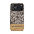 Personalized Leopard Print Phone Case with Name – Wood Accent Tough Case