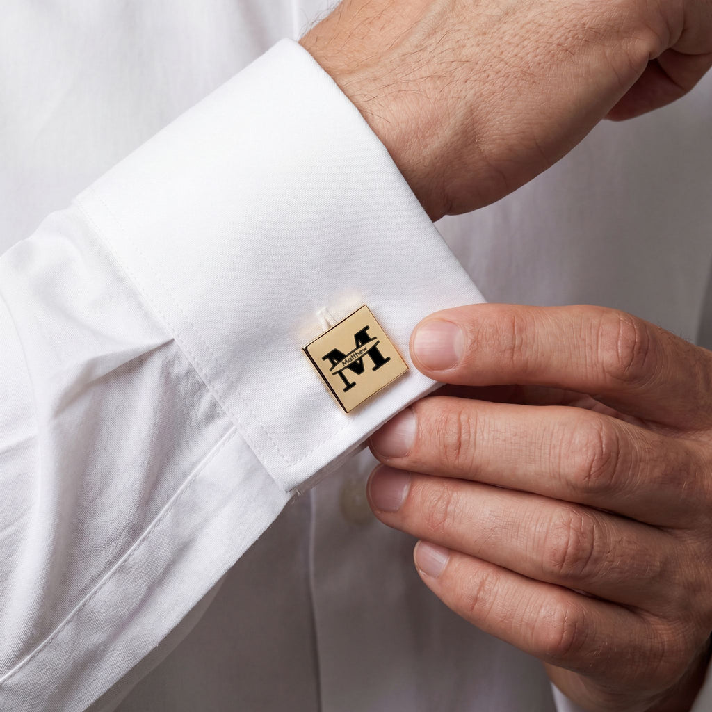 Personalized Monogram Cufflinks – Custom Initial & Name for Men