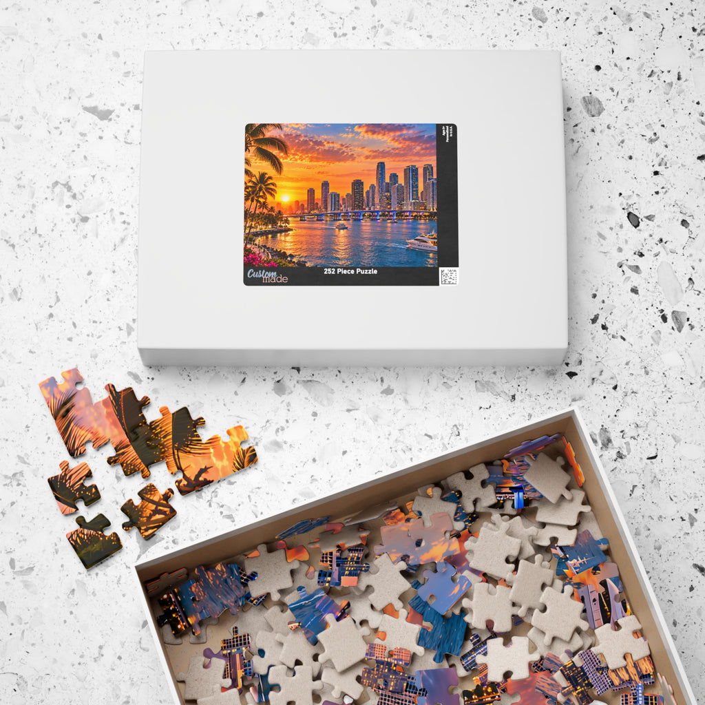 Miami Florida Puzzle – Tropical City Skyline Jigsaw Puzzle (110, 252, 520, 1014-piece)