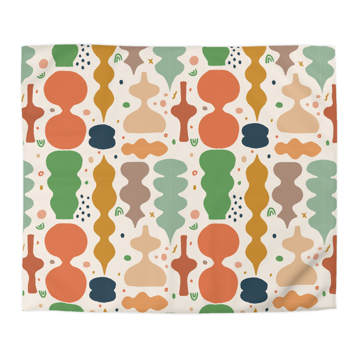 Abstract Organic Shapes Duvet Cover | Midcentury Pattern Bedspread