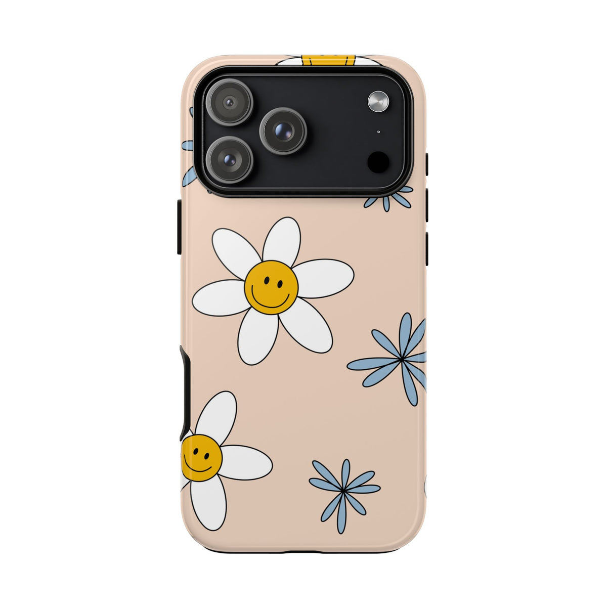 Smiley Daisy Tough Phone Case – Cute Retro Floral Design
