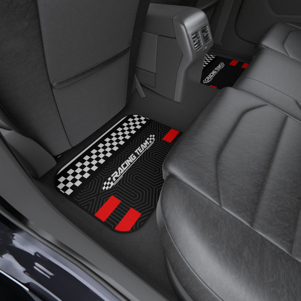 Black & Red Racing Car Floor Mats – 4-Piece Set
