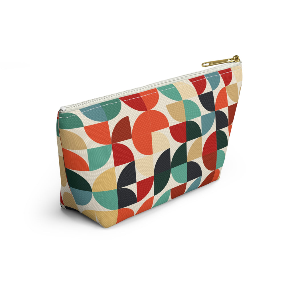Retro Geometric Pouch – Mid-Century Color Block Print