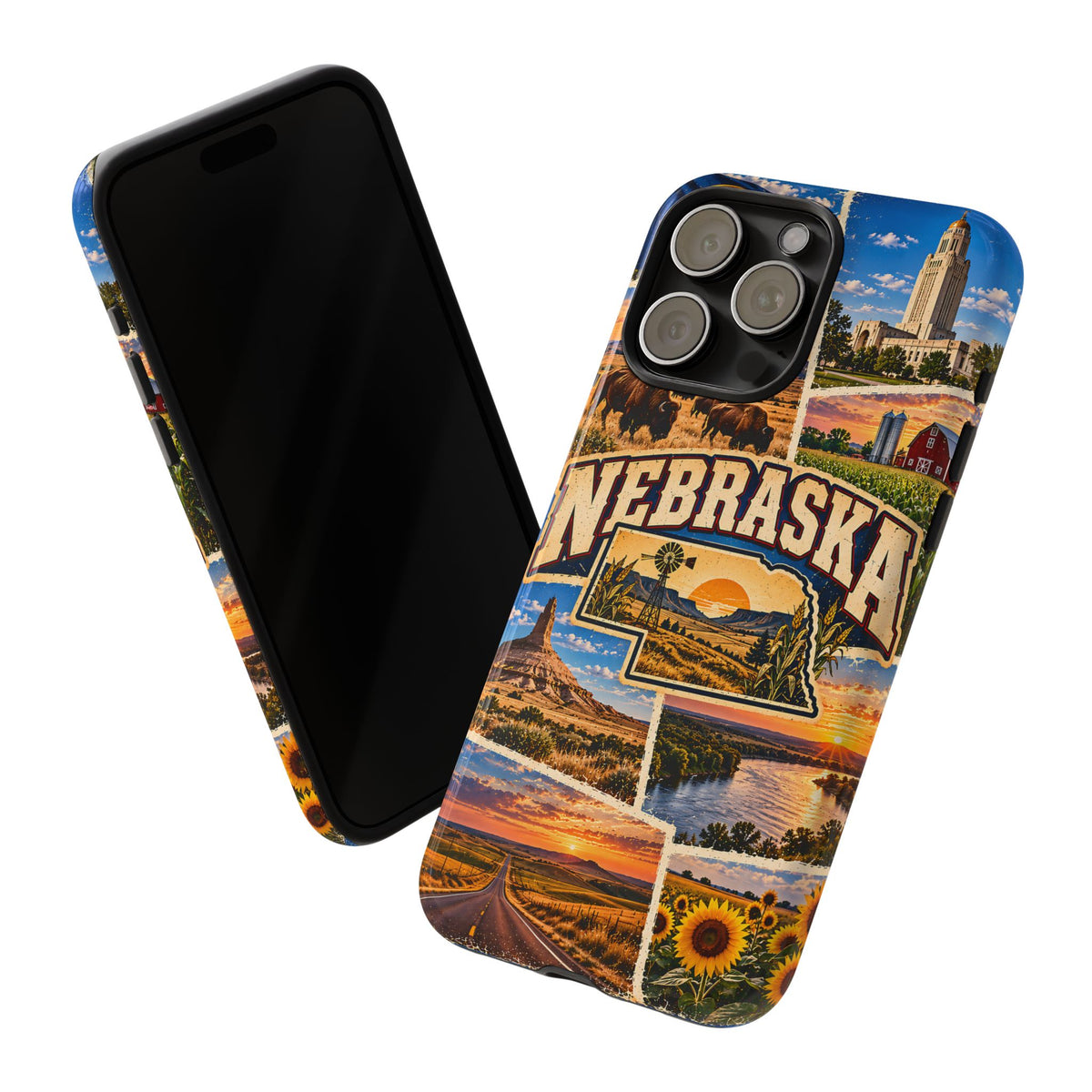 Nebraska Travel Collage Tough Phone Case – Vintage State Design