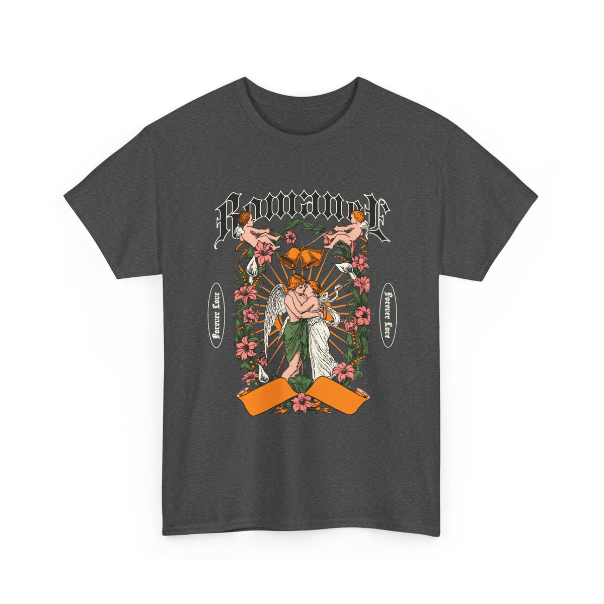 Gothic Floral Angel “Romancer” T-Shirt – Dark Vintage Unisex Graphic Tee