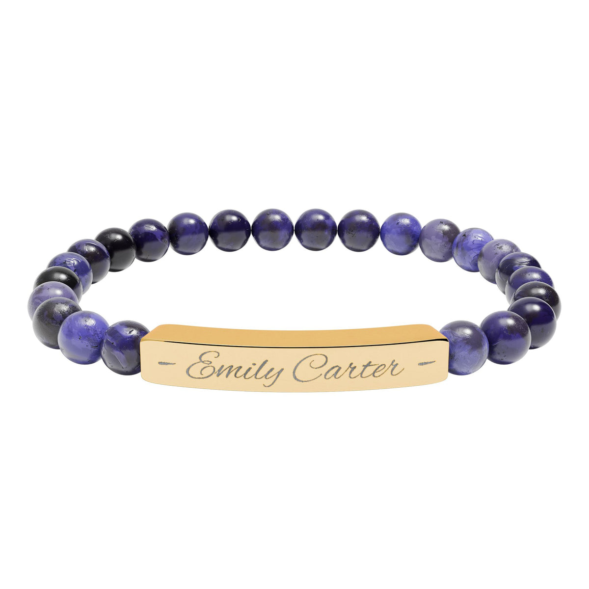 Personalized Natural Stone Bracelet – Custom Name Engraving