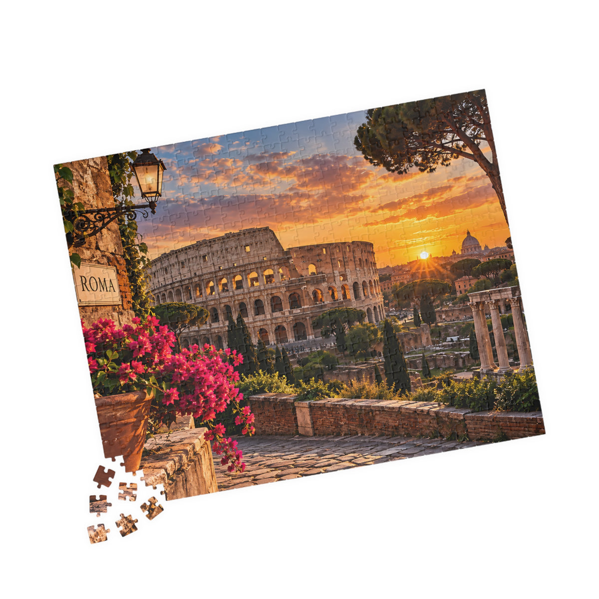 Rome Colosseum Puzzle – Italy Sunset Travel Jigsaw Puzzle (110, 252, 520, 1014-piece)