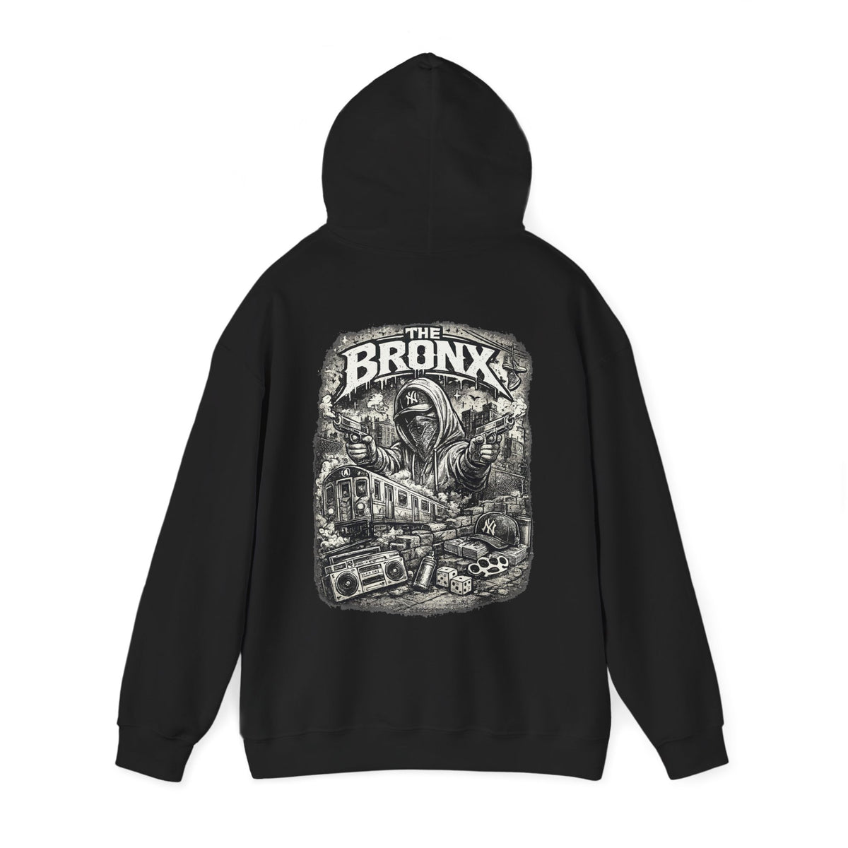Bronx Street Art Hoodie Urban Graffiti Train & Boombox Pullover