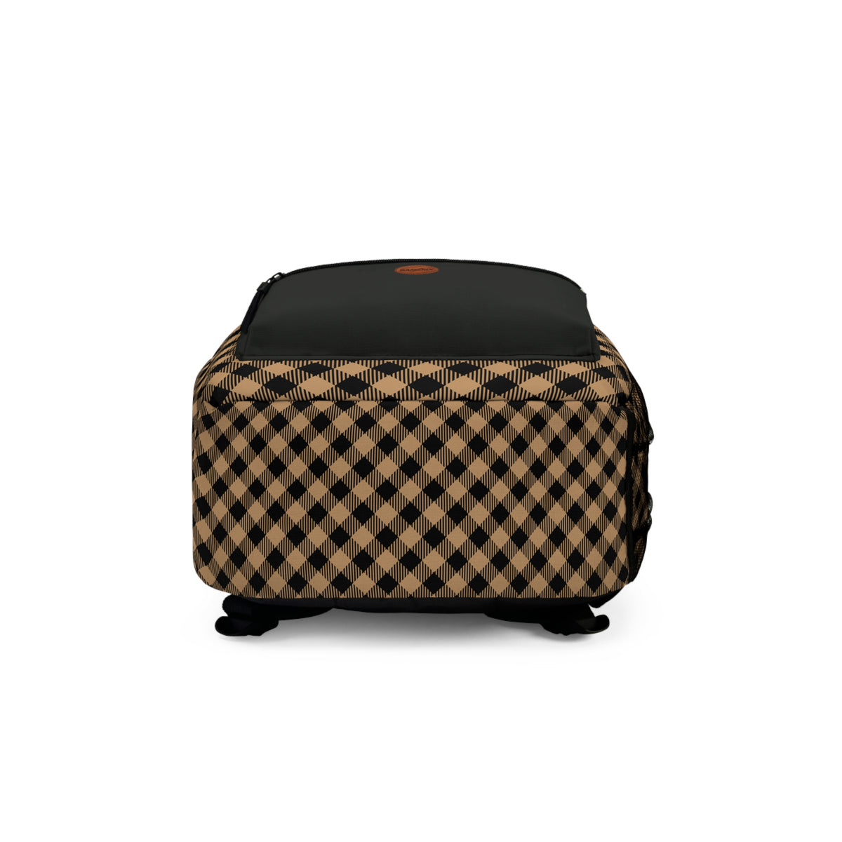 Black & Tan Plaid Backpack – Classic Checkered Graphic Backpack