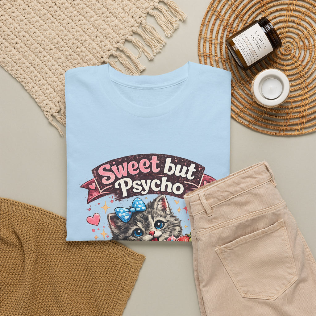 “Sweet But Psycho” T-Shirt – Cute Funny Kawaii Cat Graphic Tee