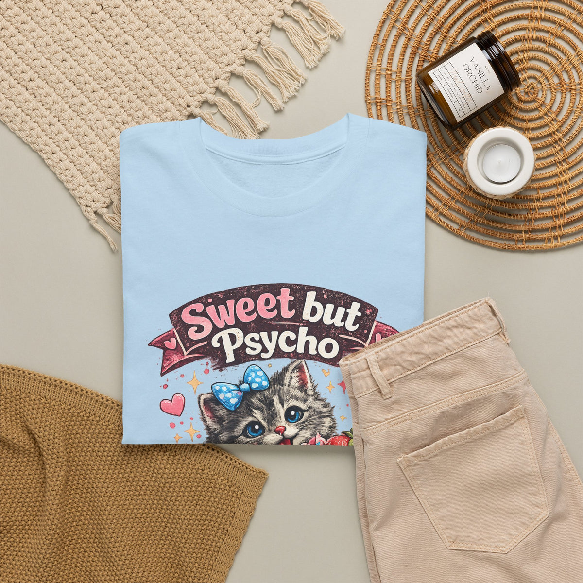 “Sweet But Psycho” T-Shirt – Cute Funny Kawaii Cat Graphic Tee