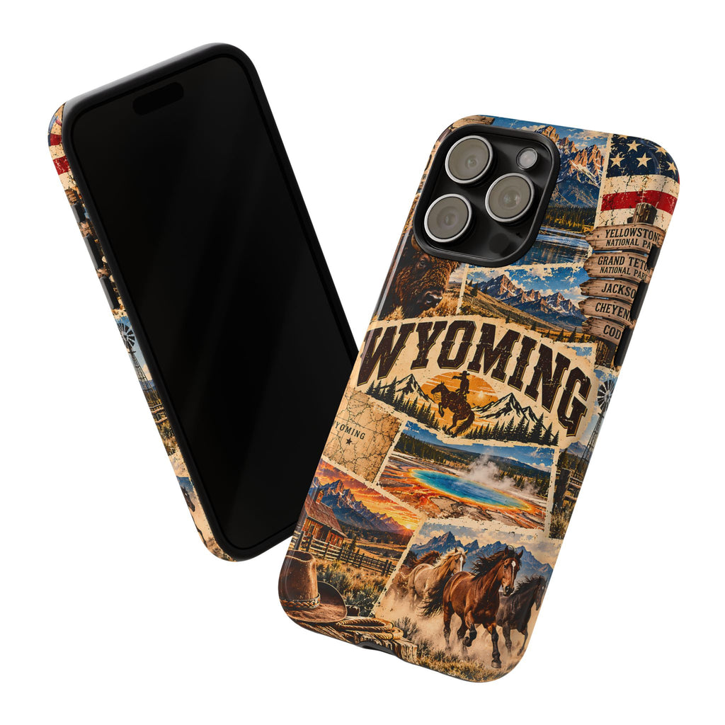 Wyoming Travel Collage Phone Case – Vintage Western Tough Case