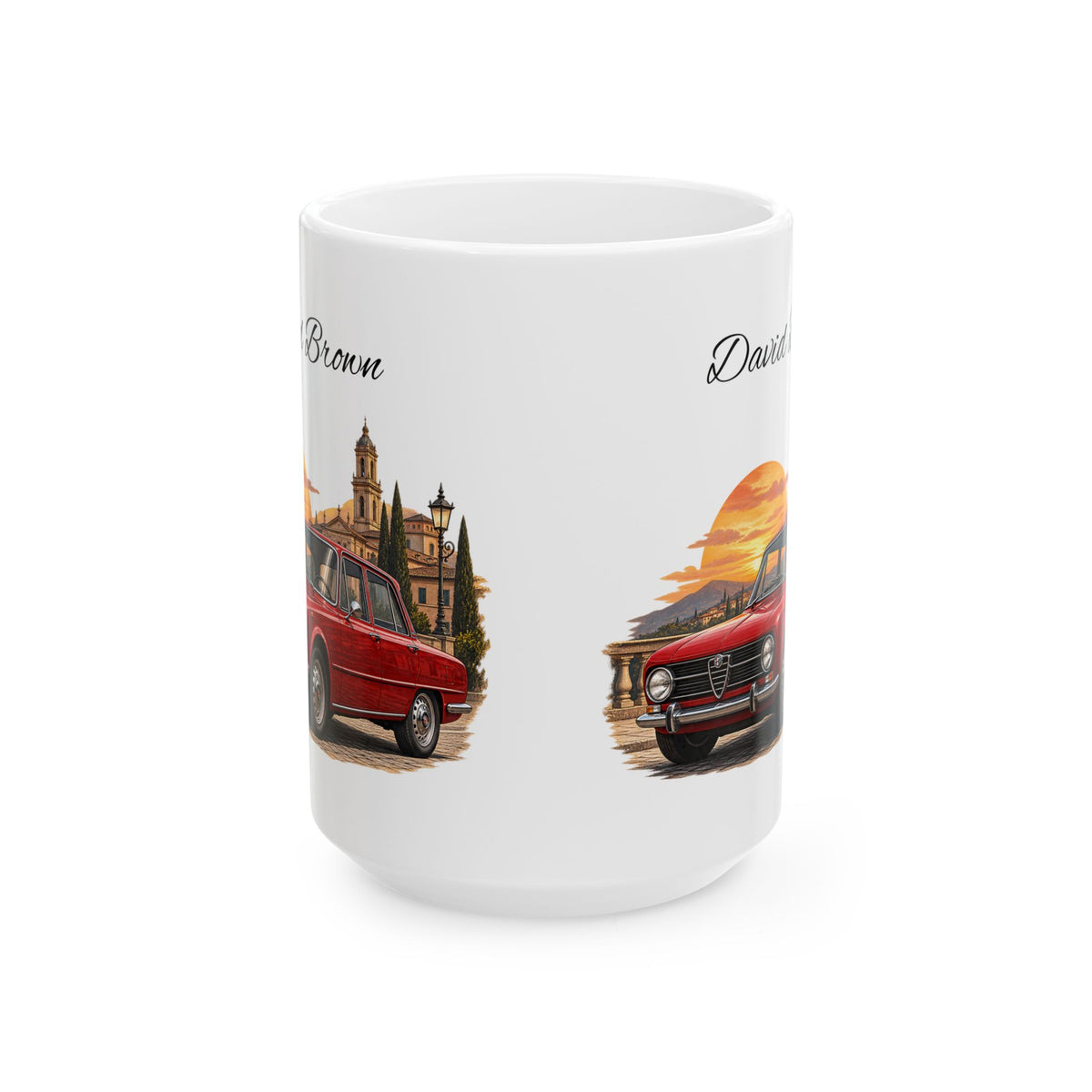 Personalized Name Vintage Italian Car Mug – Classic Red Car Gift