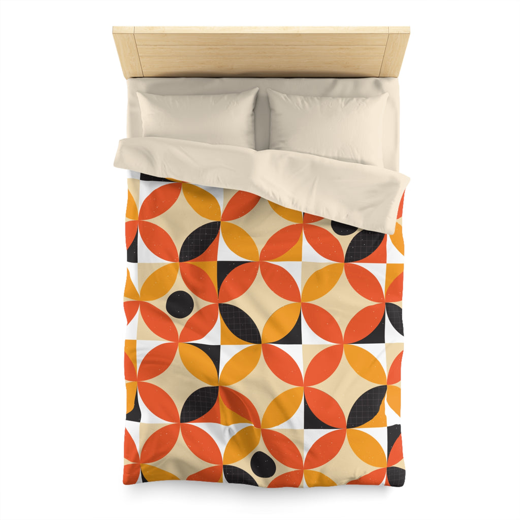 Retro Geometric Circle Pattern Duvet | Orange Mustard Mid Century Modern