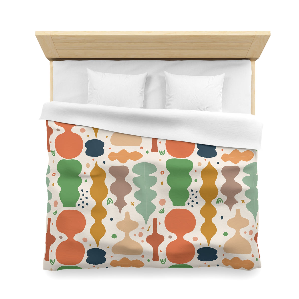 Abstract Organic Shapes Duvet Cover | Midcentury Pattern Bedspread