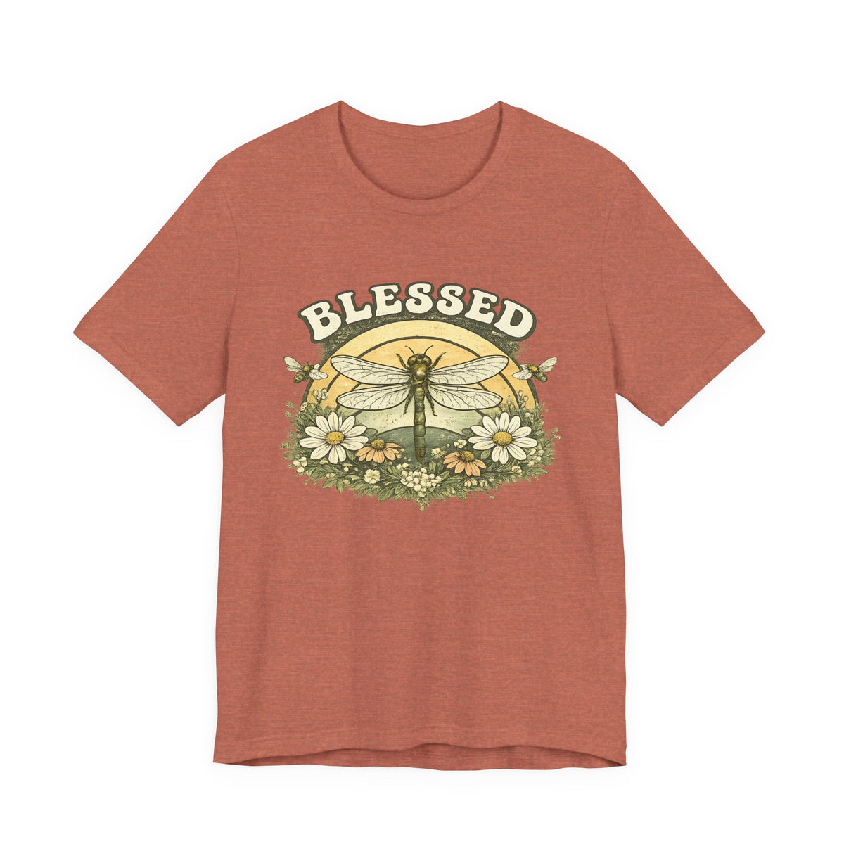 Blessed Dragonfly Shirt Floral Nature T Shirt Boho Faith Tee Vintage Botanical Graphic