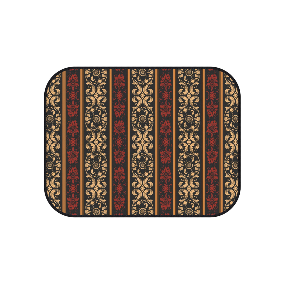 Vintage Ornamental Car Floor Mats – Red & Gold 4-Piece Set