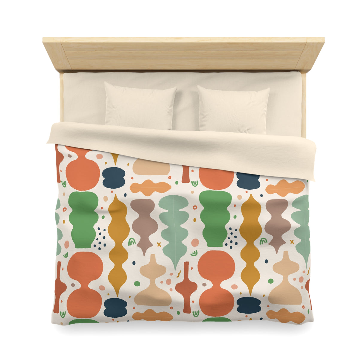 Abstract Organic Shapes Duvet Cover | Midcentury Pattern Bedspread