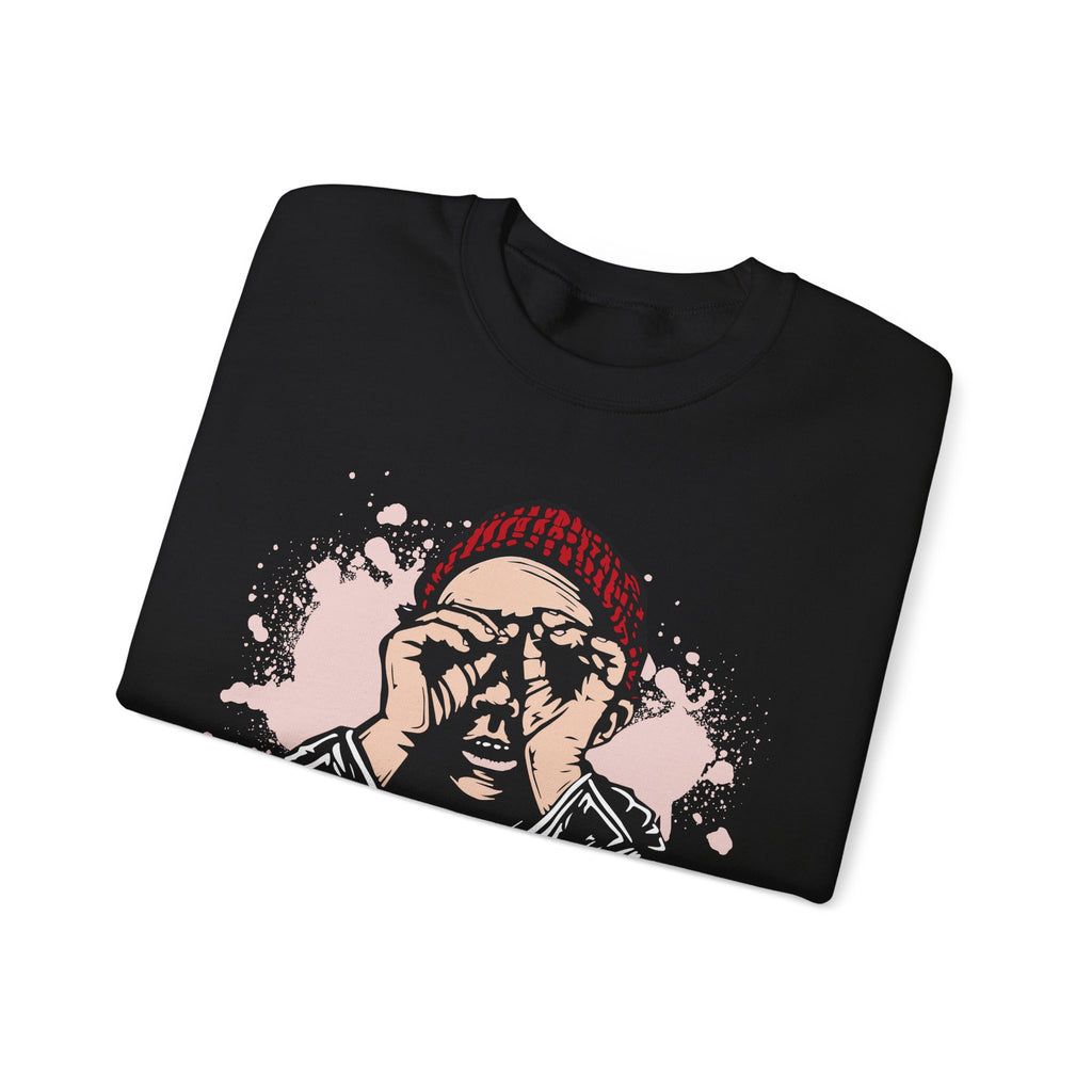 Crewneck Sweatshirt  Illustrated Beanie Portrait Graphic