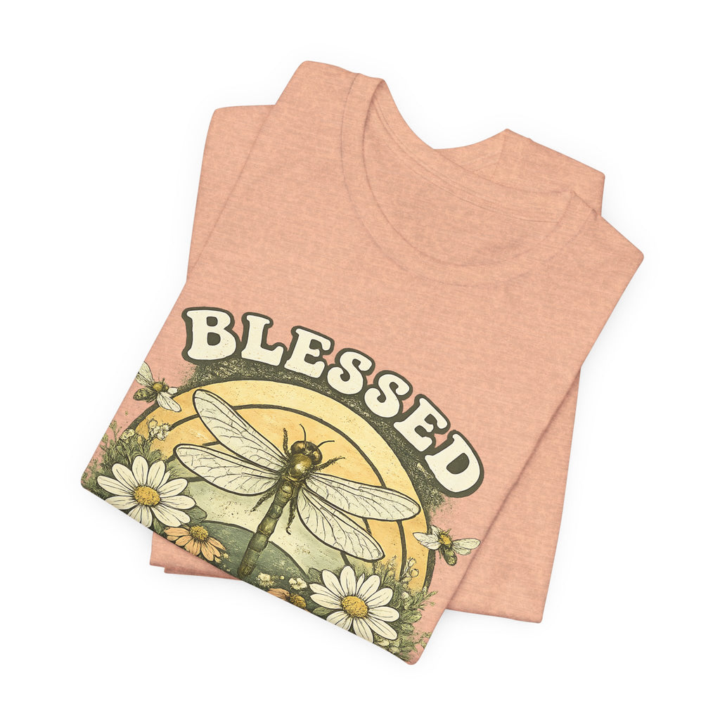 Blessed Dragonfly Shirt Floral Nature T Shirt Boho Faith Tee Vintage Botanical Graphic