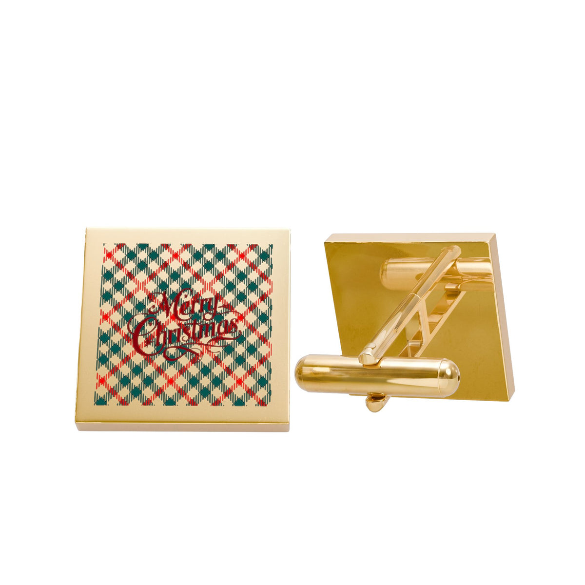 Merry Christmas Plaid Cufflinks – Holiday Cufflinks for Men