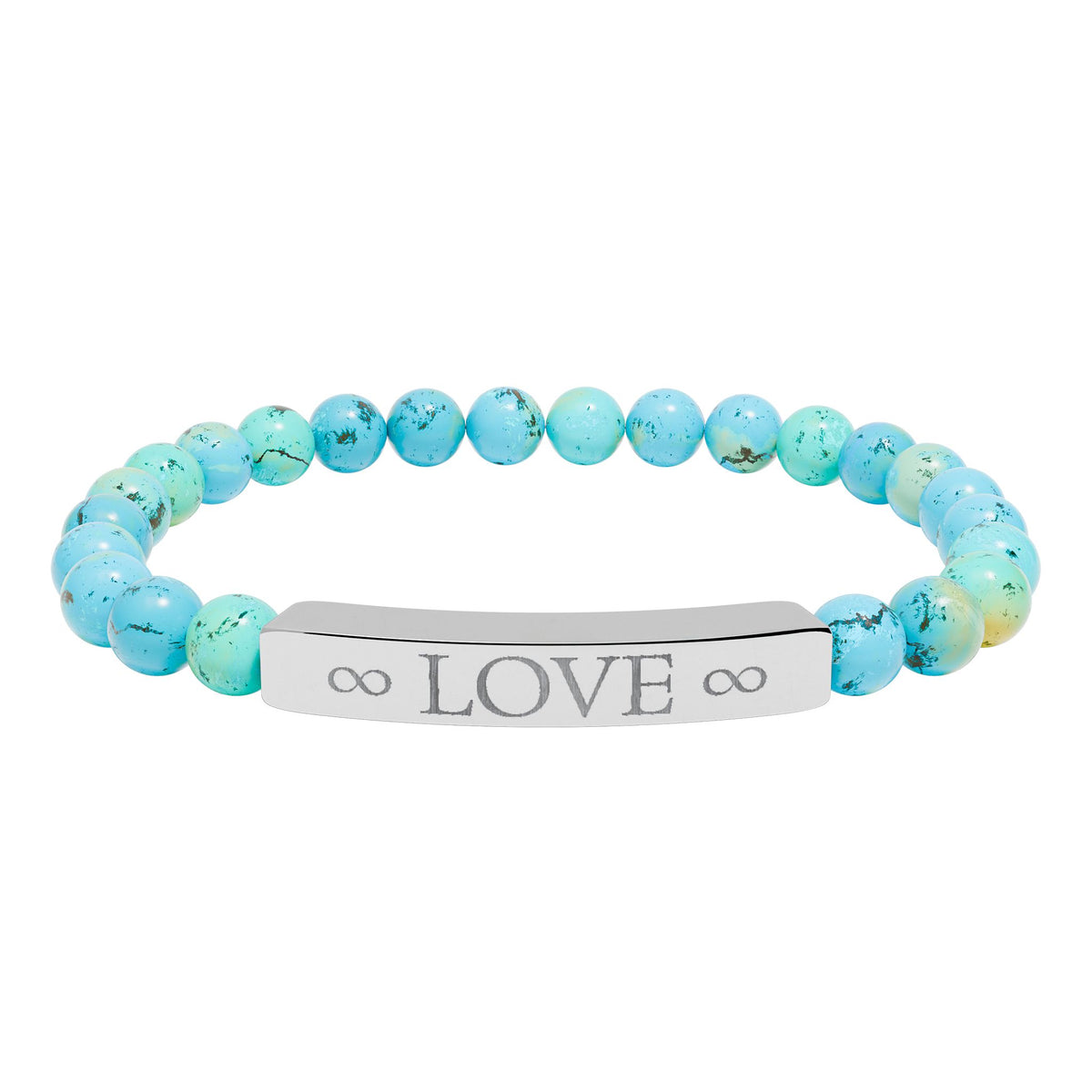 Infinity Love Natural Stone Bracelet – Engraved Beaded Jewelry