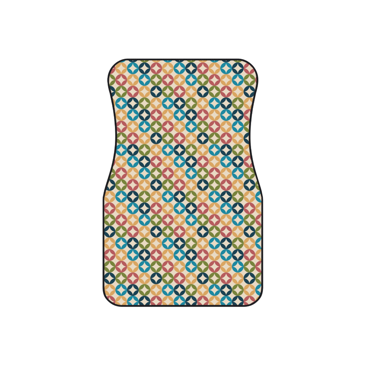 Retro Geometric Car Floor Mats – Colorful 4-Piece Set