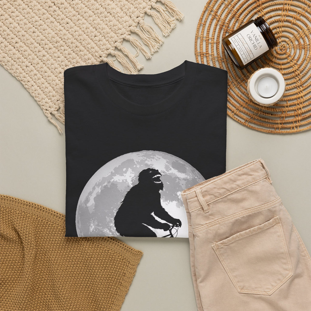 Bigfoot Bicycle T-Shirt – Moon & Nature Adventure Graphic Tee