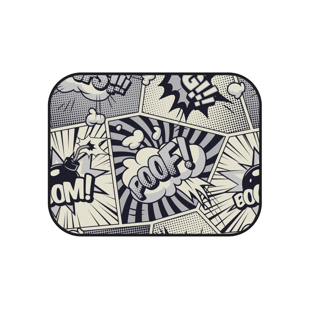 Comic Book Car Floor Mats – Black & White 4-Piece Set